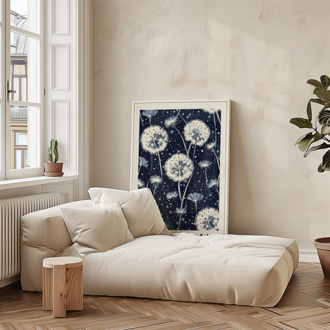 Modern blue dandelion wall print