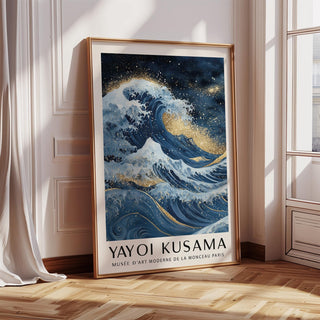 high-quality blue gold wall decor print with shimmering gold