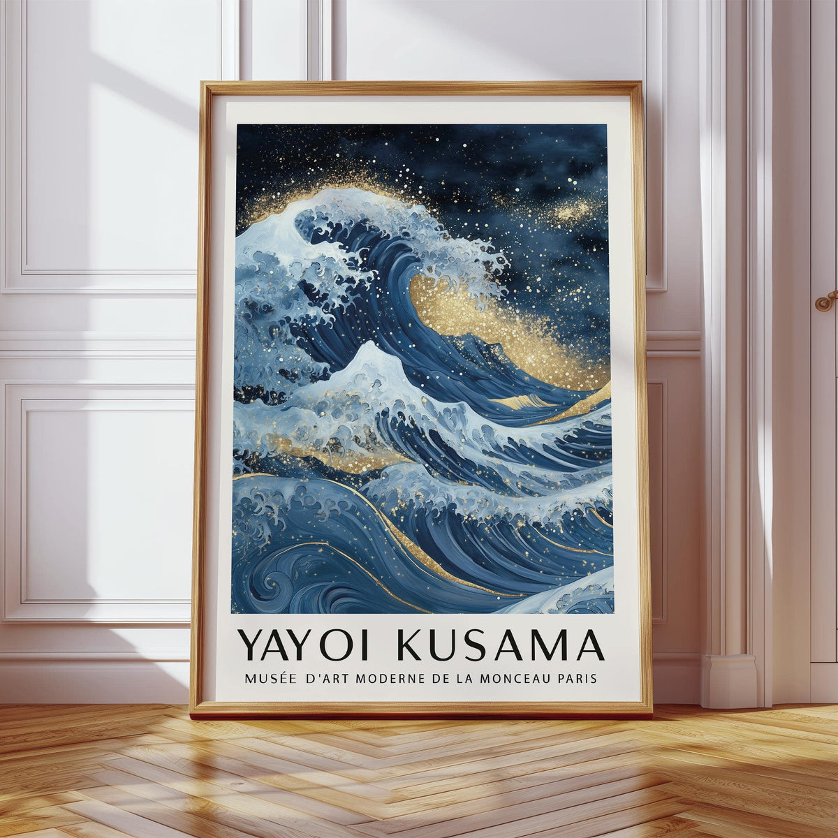 blue gold wall decor for Japandi and minimalist decor