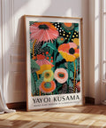 Colourful modern floral wall art with Kusama-inspired style