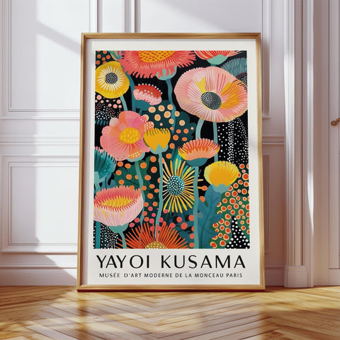 Kusama inspired colourful flower artwork for living room