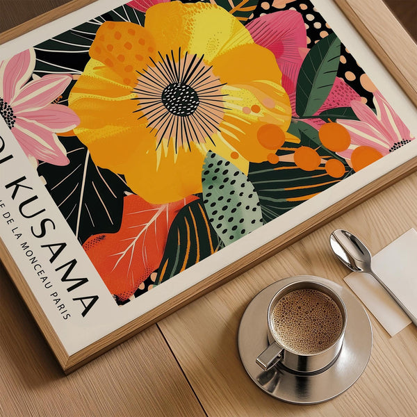 Entryway gallery wall featuring cheerful floral wall prints