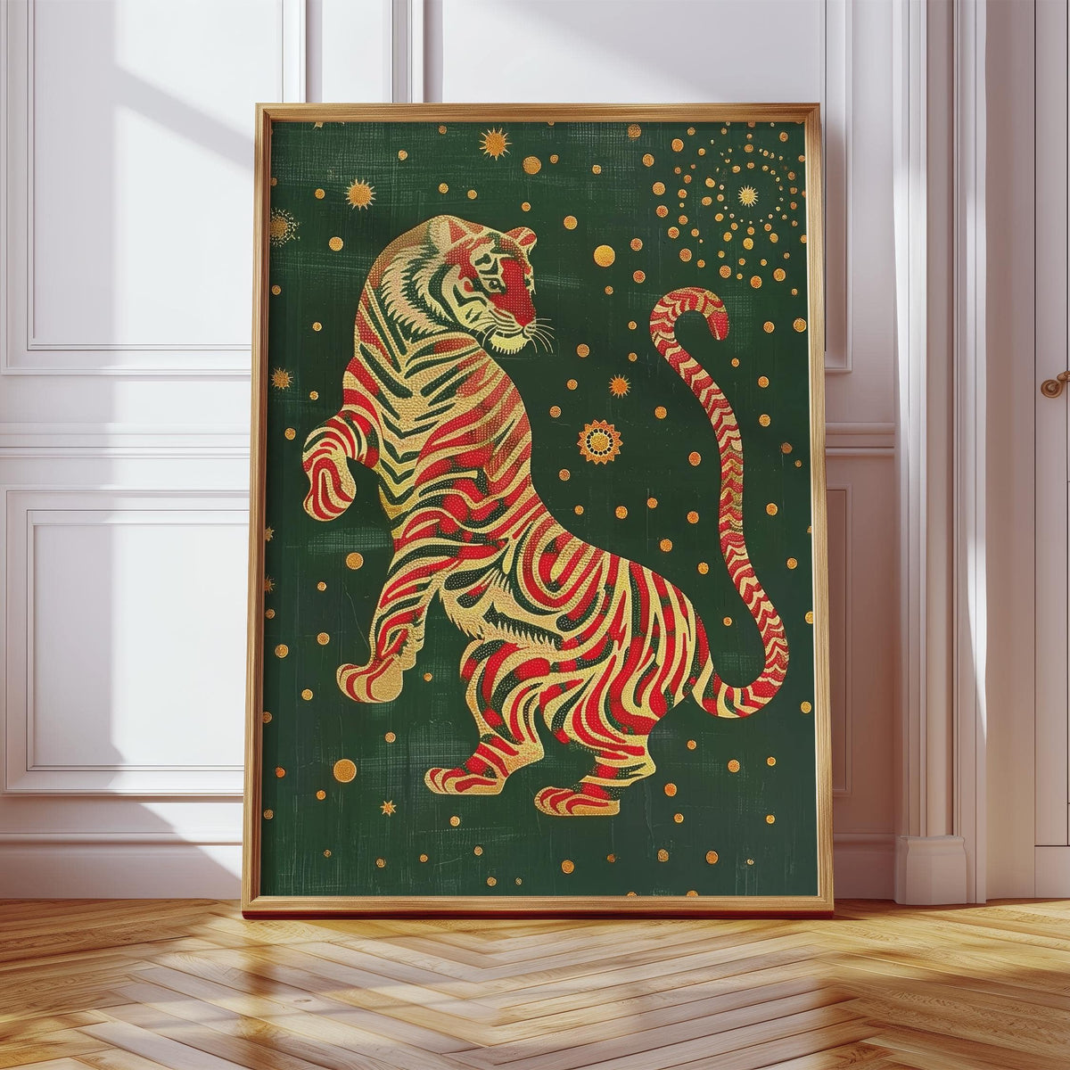 Modern Japanese-inspired tiger print for home or office.