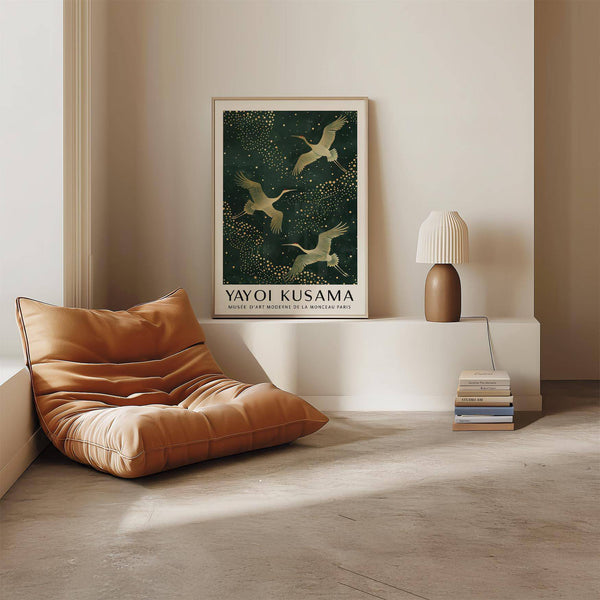 Elegant Japanese Crane Print inspired by contemporary art