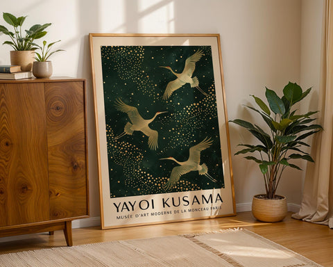 Minimalist Japanese bird print for home decor.