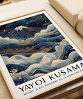 Mount Fuji gold wall art with blue tones