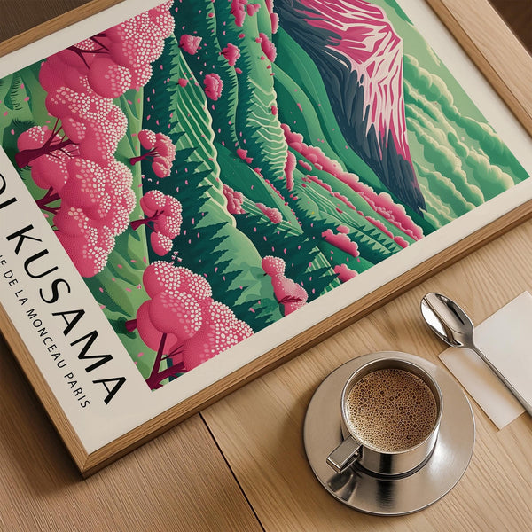 Mountain landscape blending soft pastel tones with natural scenery