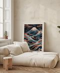 Elegant rose gold and blue Mount Fuji print for modern interiors