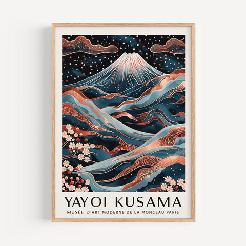 Modern Mount Fuji wall art showcasing flowing rivers and sakura trees