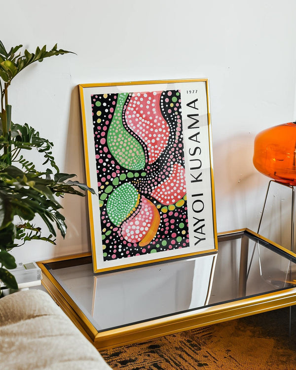 Modern abstract shapes wall art print inspired by Yayoi Kusama