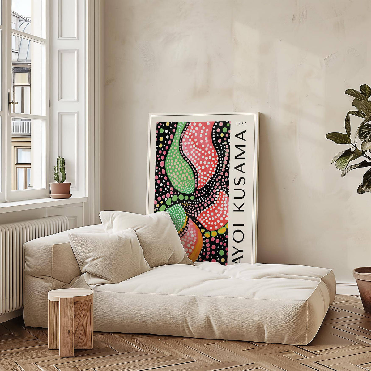 Abstract shapes wall art print blending organic and geometric patterns