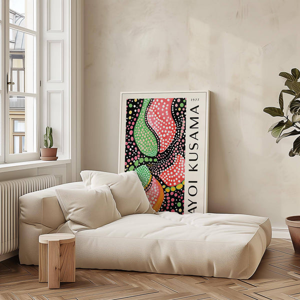 Abstract shapes wall art print blending organic and geometric patterns