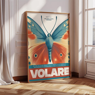 Detailed butterfly wall art print with bold colors and typography