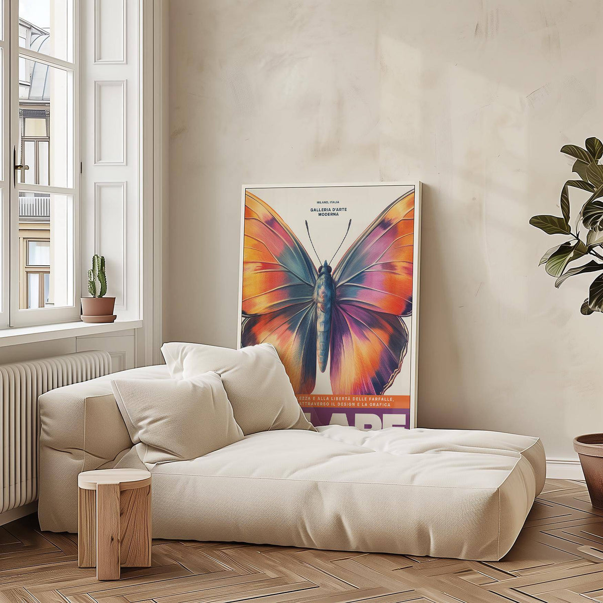 Nature-inspired large butterfly print for bedroom and living rooms