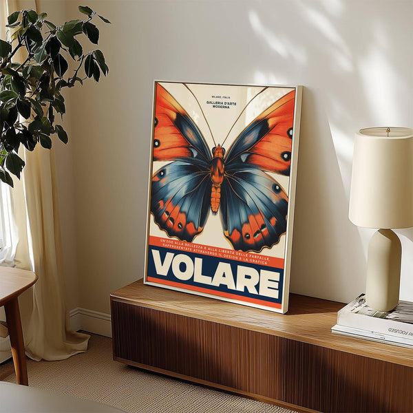Italian art prints featuring butterfly motif in bright tones for modern walls