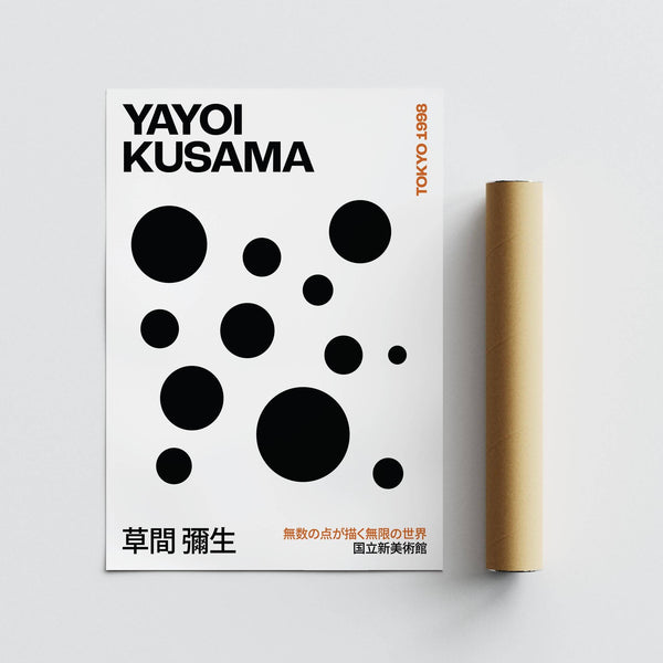 Clean white background Polka Dots Yayoi Kusama artwork for stylish interiors