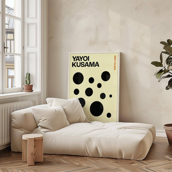 Modern abstract polka dot artwork featuring iconic Kusama-style dots