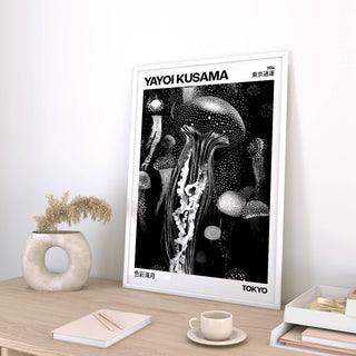 Jellyfish wall print in flowing black and white abstract style