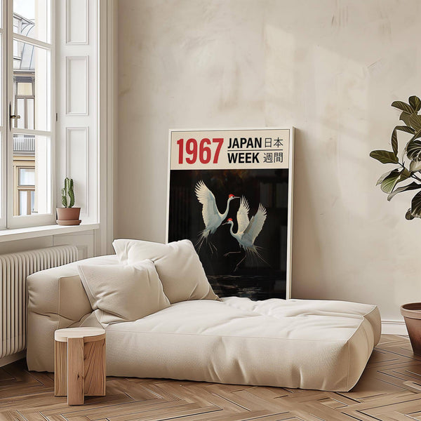 Minimalist crane art print perfect for modern interiors