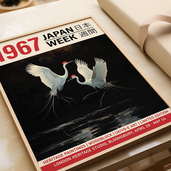 Japanese crane art print for a serene and refined look