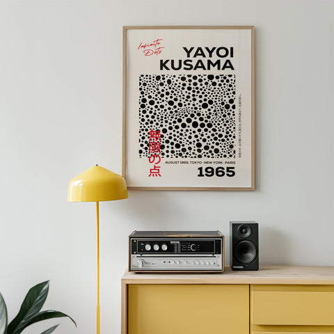 Exhibition-inspired polka dot print for home or office decor.