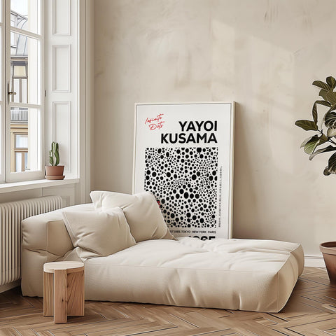 Minimalist black and white artwork featuring polka dots for modern spaces.