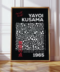 Minimalist Japandi style black and white poster with polka dots