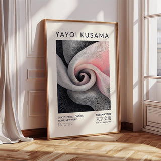 Yayoi Kusama-inspired luxury wall art for living room with black and grey hues