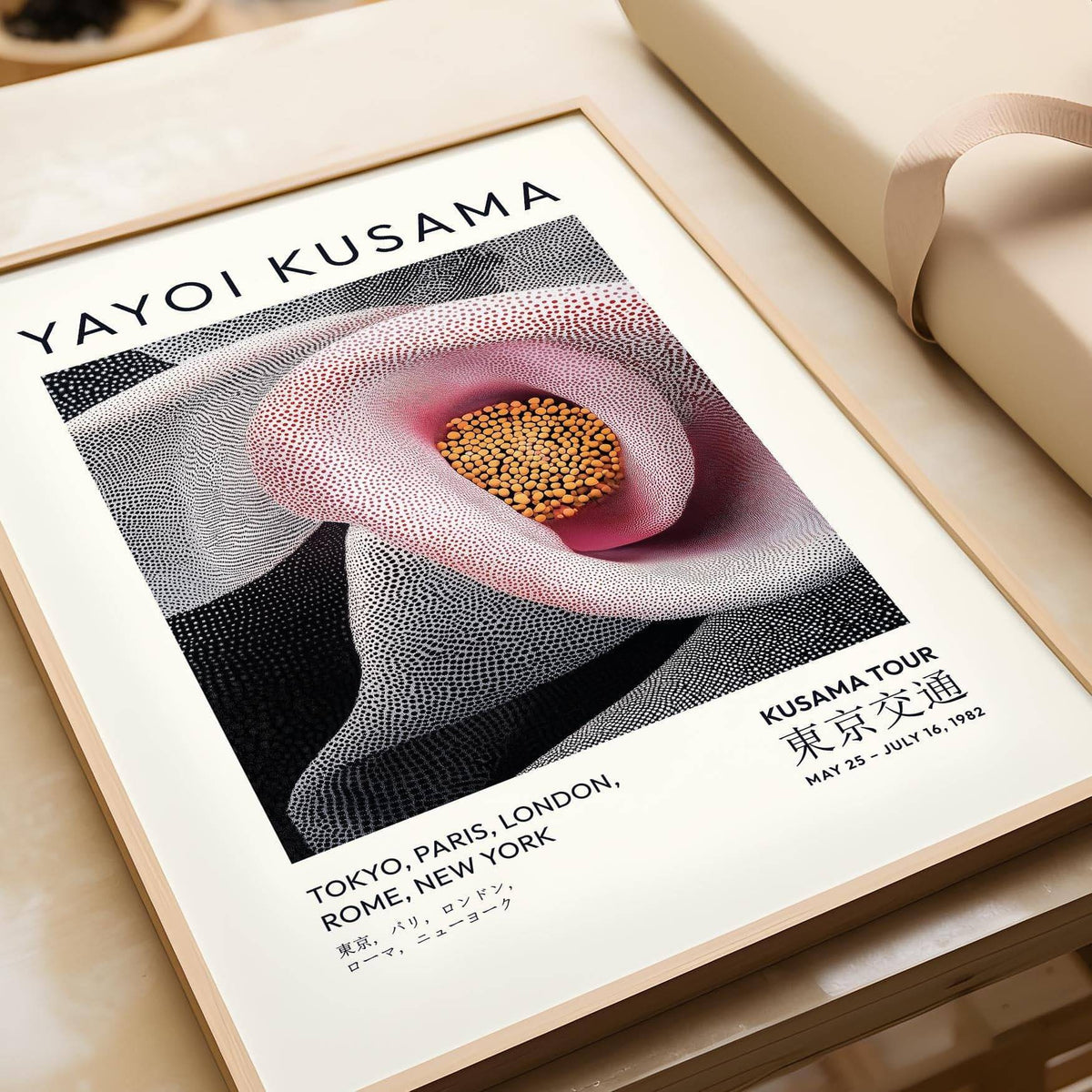 pink abstract artwork with a sophisticated black background