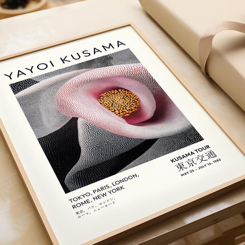 Grey and pink art print for Japandi-style home interiors