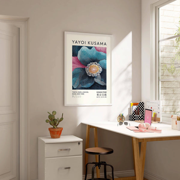 Modern blue flower artwork for contemporary interiors