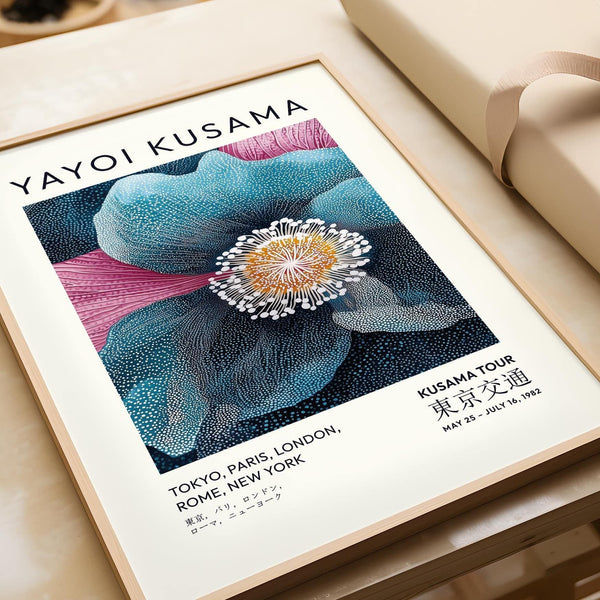 Large blue flower artwork for statement wall displays