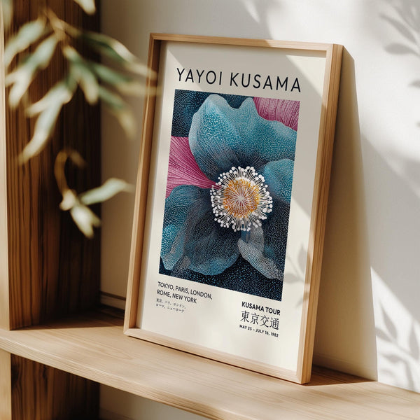 Minimalist blue flower artwork for sophisticated spaces