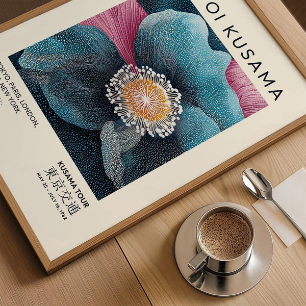 Unique blue flower artwork with contemporary appeal