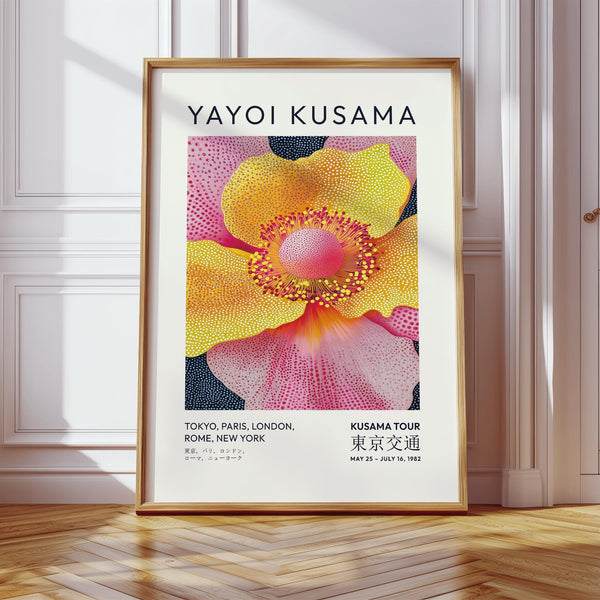 Japandi-style floral art poster in vibrant hues