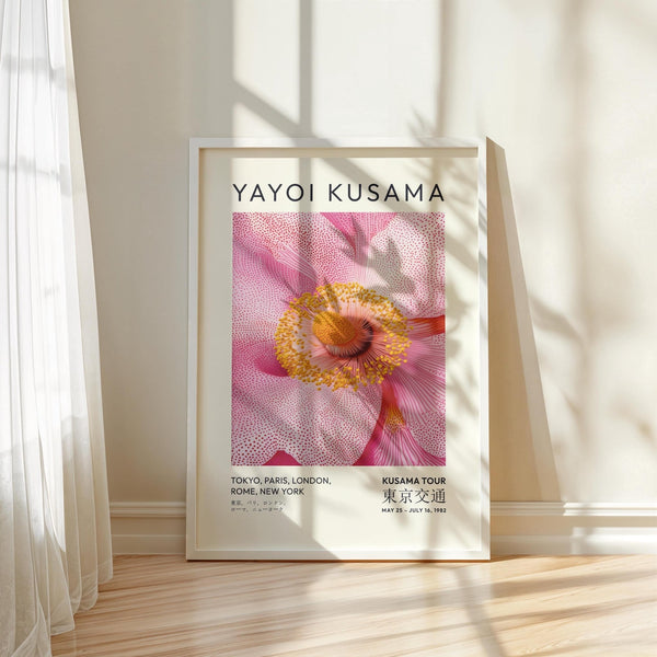 Yayoi Kusama-inspired abstract pink wall art ideal for bedrooms