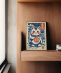 Stylish Maneki Neko Lucky Cat illustration with a bold and vibrant palette