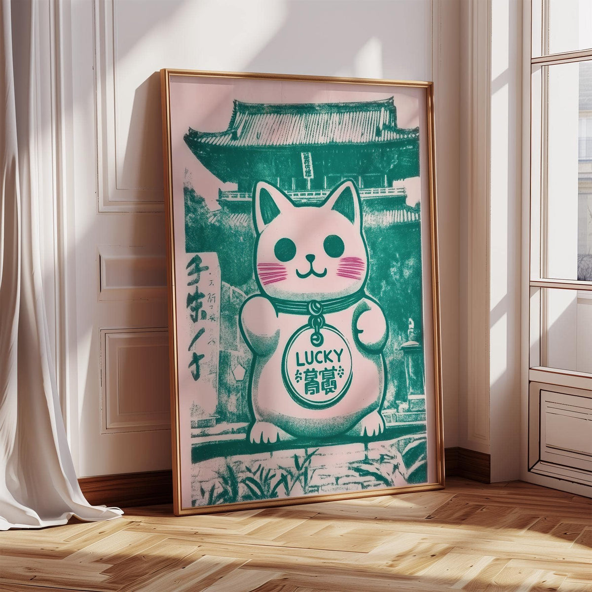 Japanese Lucky Cat print symbolizing prosperity in good luck presents