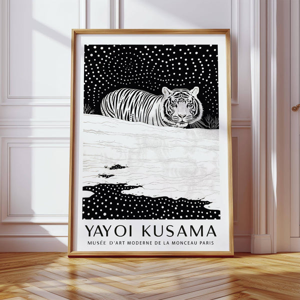 Artistic tiger wall art featuring a striking snow tiger silhouette