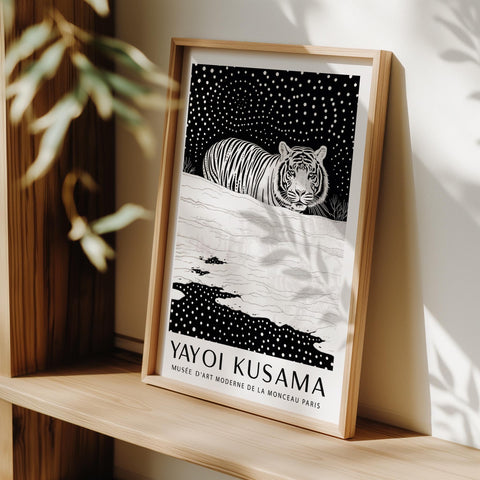 Snow tiger poster for Japanese-inspired home decor and office wall art