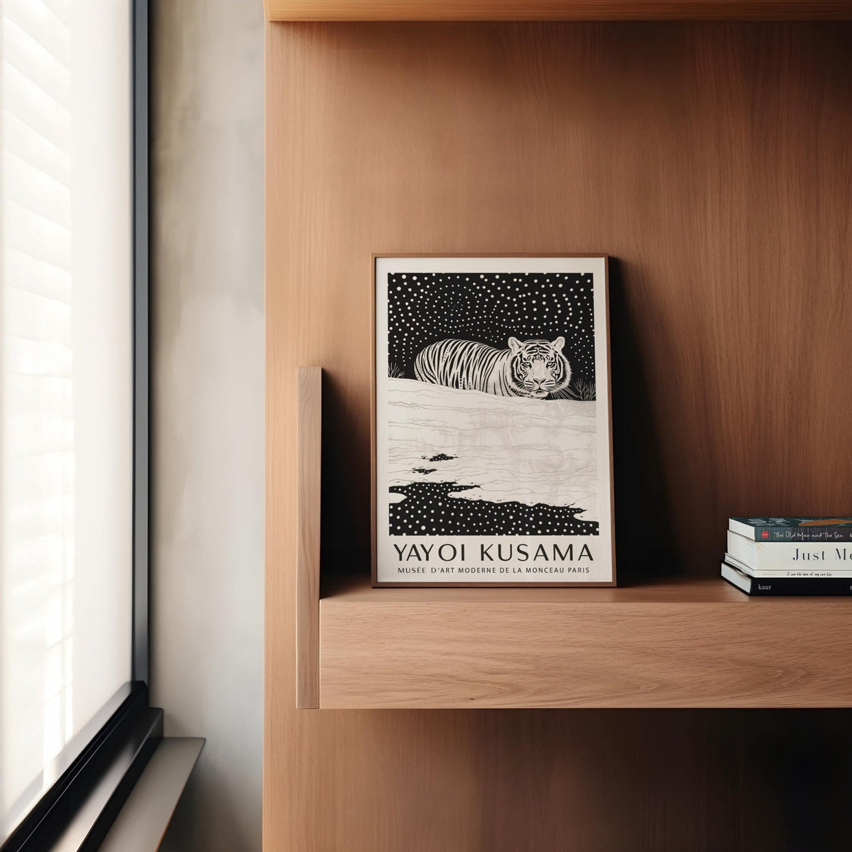 Unique tiger wall art print blending realism and avant-garde design
