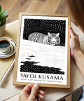 Stylish monochrome art print featuring a tiger in a snowy scene