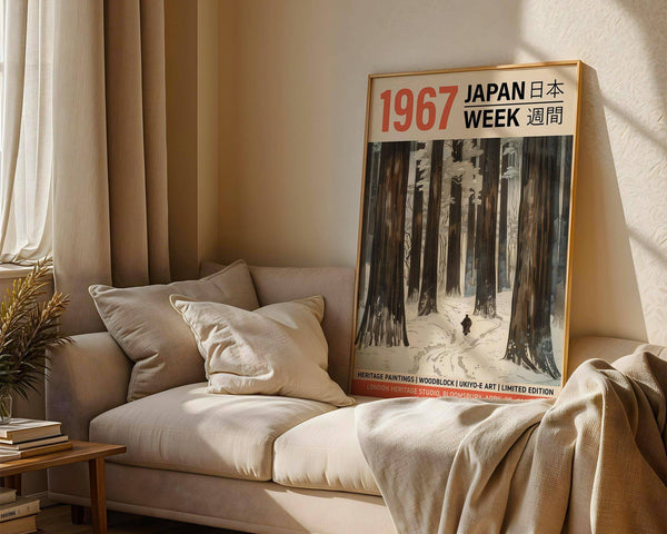 Snow-covered landscape winter art prints for modern rustic home interiors