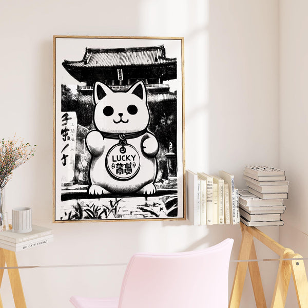 Unique Asian wall decor with a minimalist lucky cat design