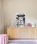 Black and white lucky cat poster for girls’ rooms