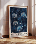 Sophisticated blue floral poster for office