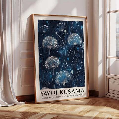 Sophisticated blue floral poster for office