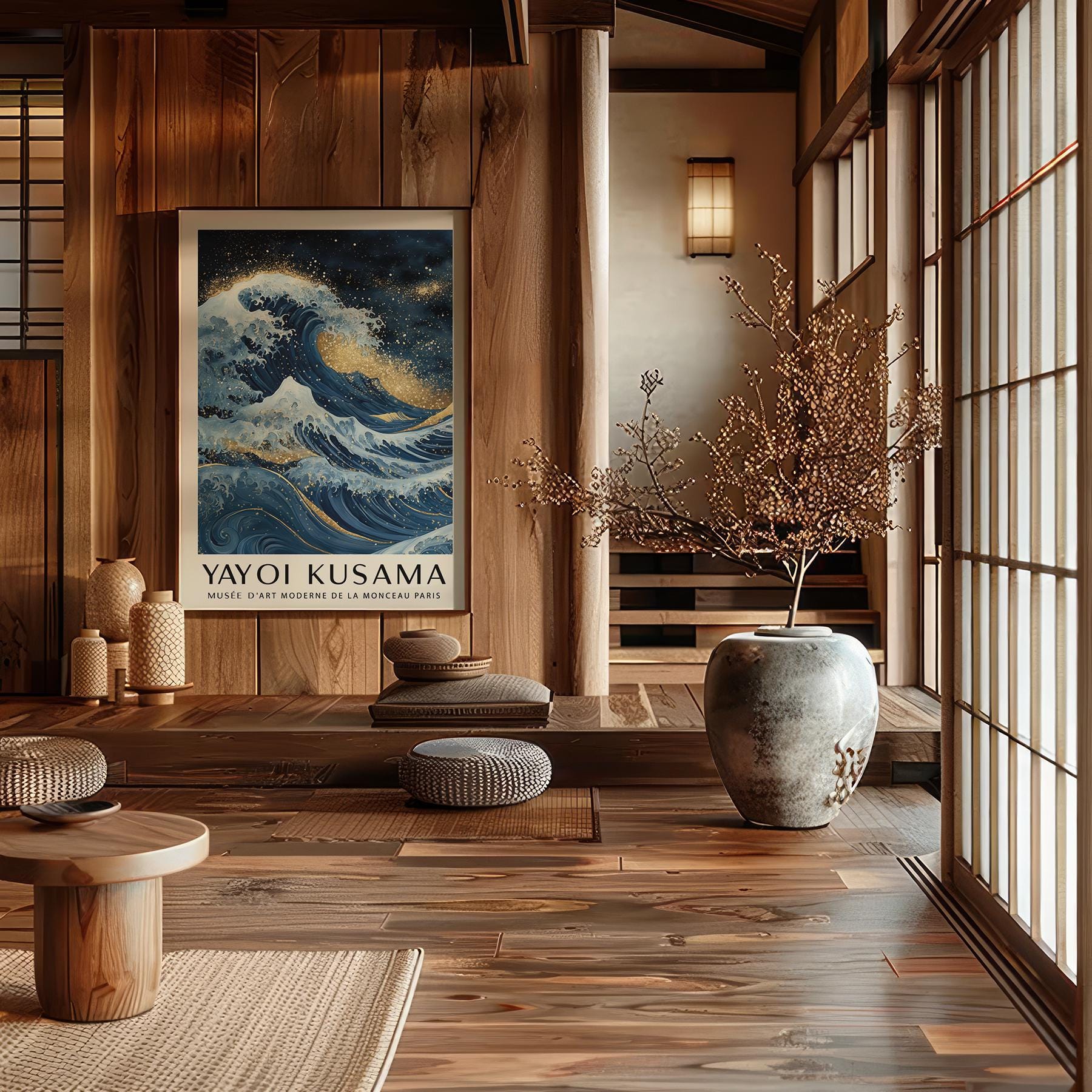 Golden Great Wave Wall Art