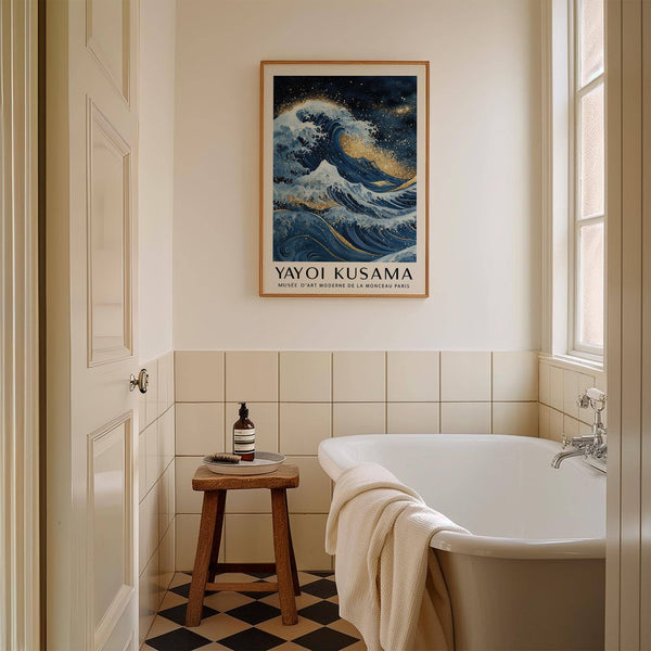 contemporary blue gold wall decor with deep ocean hues