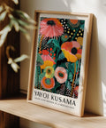 Yayoi Kusama inspired wall art featuring tropical flowers